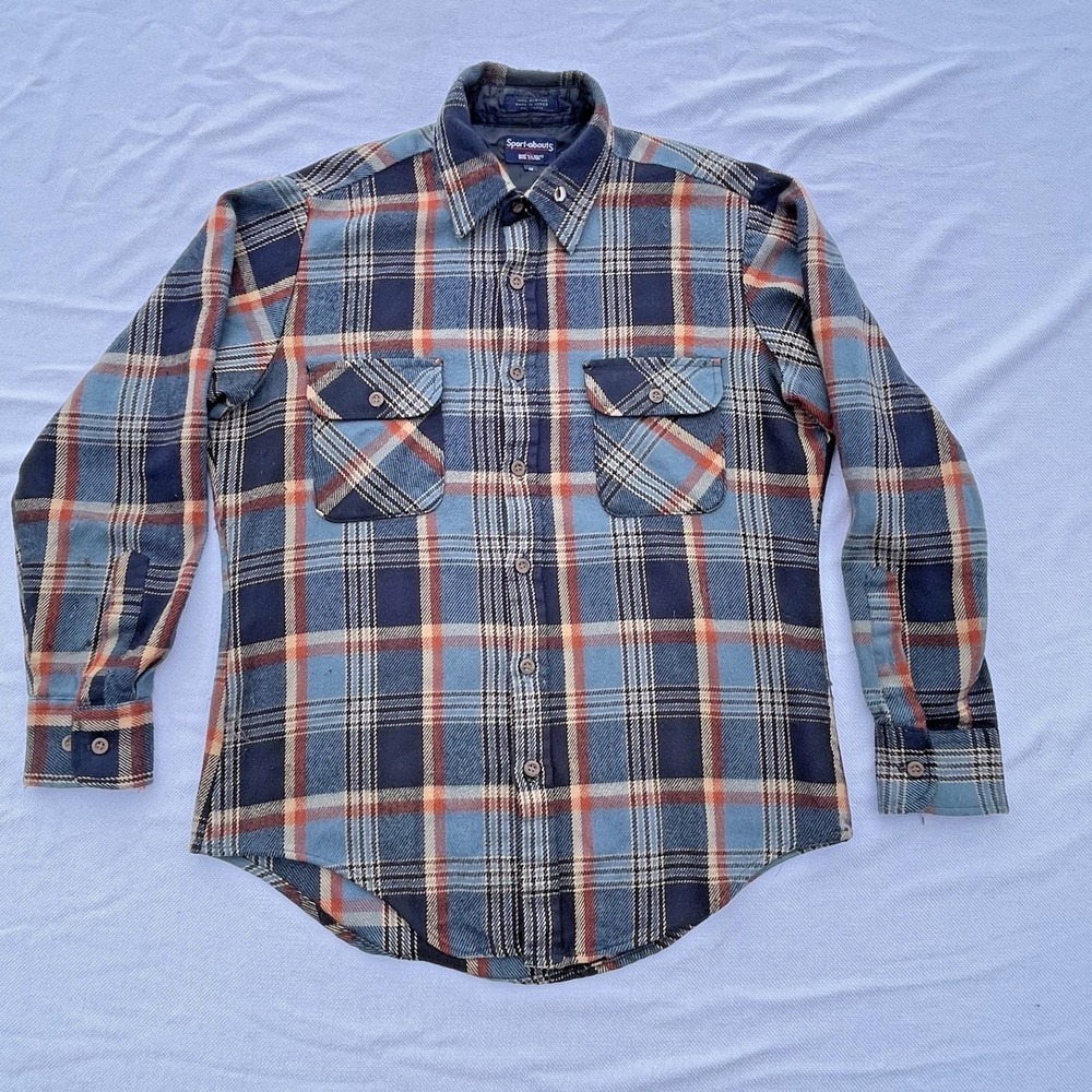 Vintage Big Yank Buffalo Plaid Mens‎ M Acrylic Flannel Shirt Sport Abouts Korea